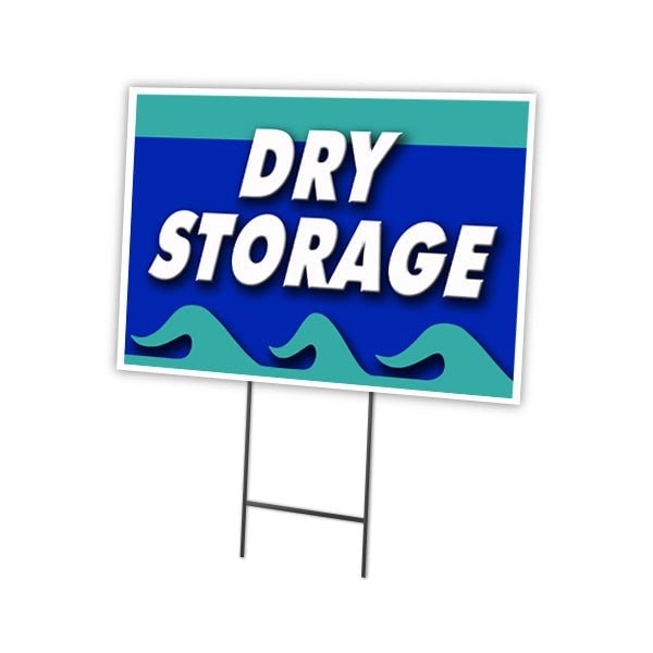 Dry Storage Yard Sign & Stake outdoor plastic coroplast window, C-1824-DS-Dry Storage